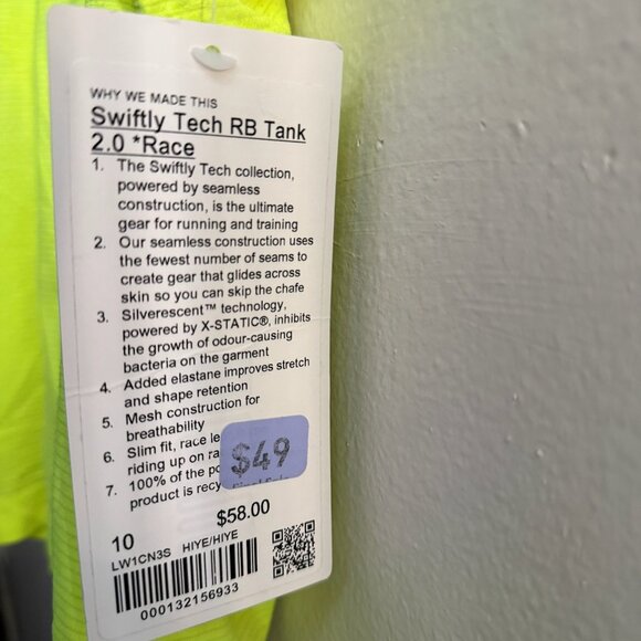 LULULEMON SWIFTLY TECH RACERBACK TANK TOP 2.0 RACE LENGTH HIGHLIGHT YELLOW - Picture 6 of 6